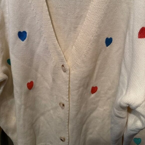 Retro V-Neck embroidered heart sweater cardigan - Picture 9 of 16